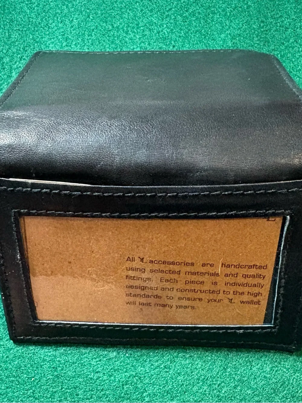 Black Leather Bifold Wallet with ID Window